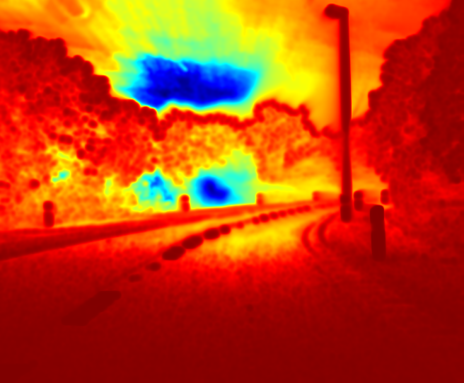 estimated variance of the depth estimate